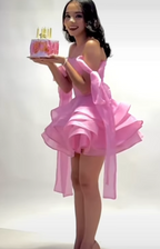 Cute Ball Gown Off The Shoulder Pink Chiffon Mini Short Classy 8Th Grade Homecoming Dress Summer Middle School Hoco Dress Homecoming Outfits Birthday Outfit