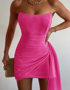 Cute Bodycon Strapless Yellow Chiffon Short Homecoming Dresses