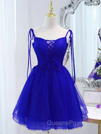 Cute Burgundy Tulle Lace Short Evening Prom Dress, Lace Burgundy Puffy Homecoming Dress
