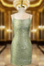 Cute Green Spaghetti straps  Lace Up Sequined Homecoming Party Dress