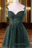 Cute Green Tulle Short Straps Sweetheart Homecoming Dress, Green Short Evening Prom Dress