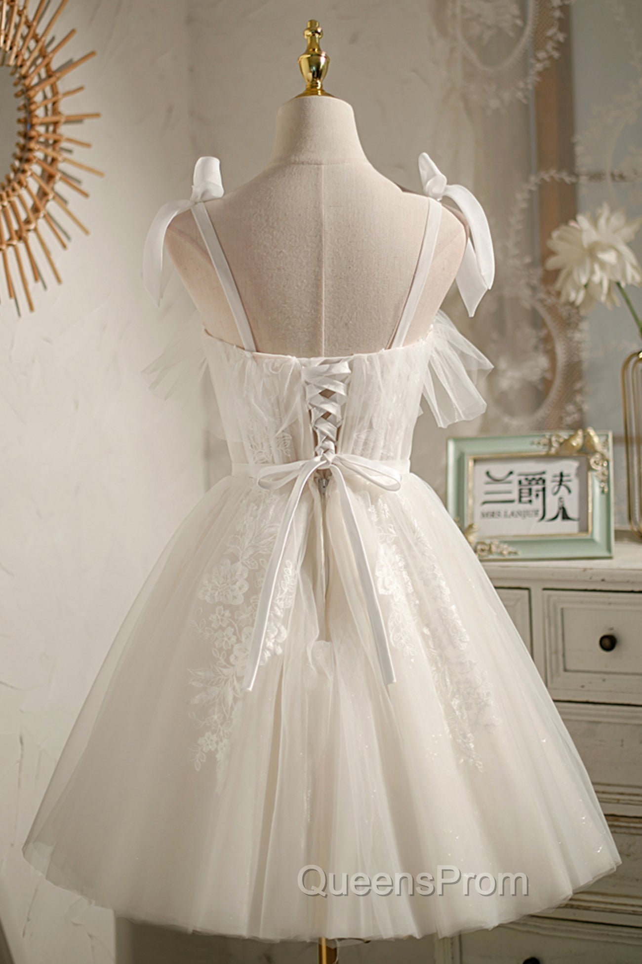 Cute Lace Short Evening Prom Dress, A-Line Homecoming Party Dress