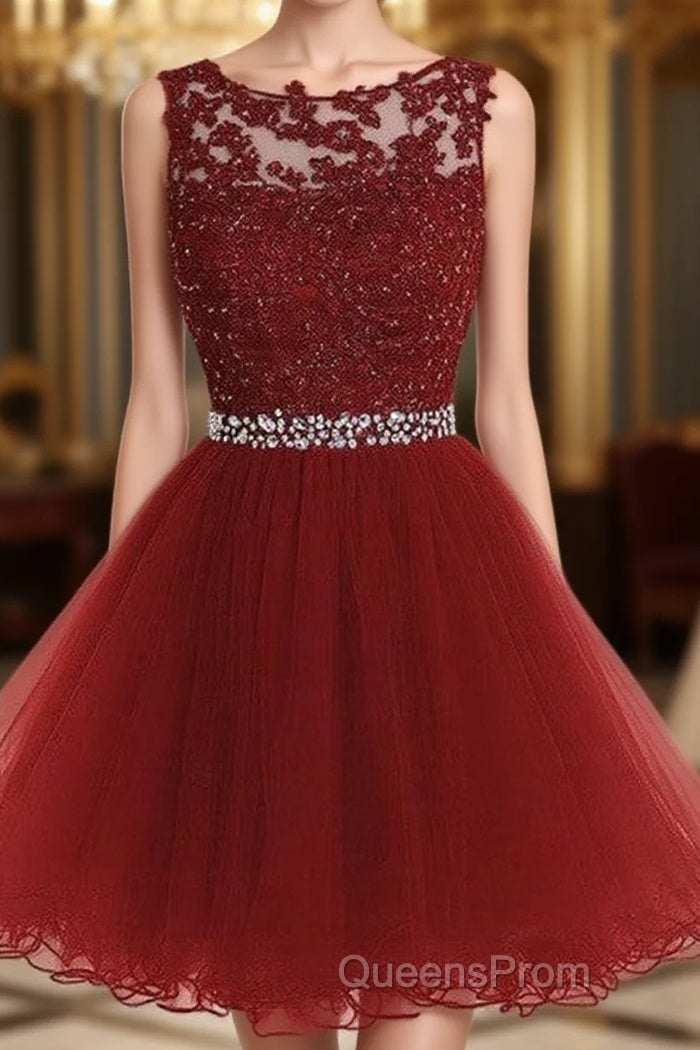 Cute Lace Short Evening Prom Dress, Lace Homecoming Dress Main image