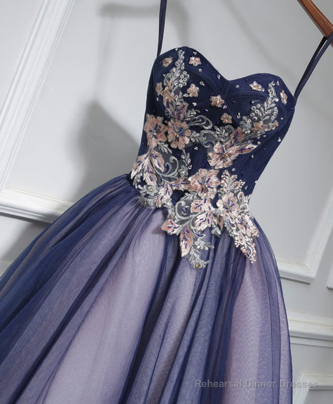 Cute Lace Tulle Short A Line Prom Dress,Purple Homecoming Dress Secondary image