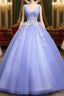 Cute Lavender Tulle Ball Gown V-Neckline Sweet 16 Dress, Light Purple Formal Dress