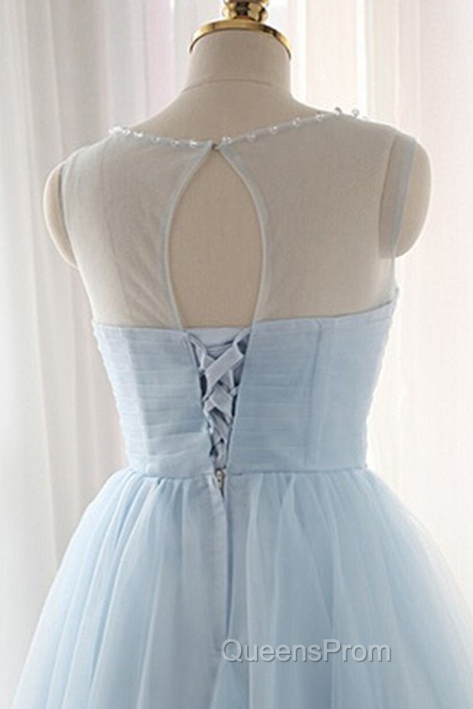 Cute Light Blue Homecoming Dress With Belt, Lovely Short Evening Prom Dress