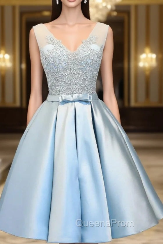 Cute Light Blue Short Homecoming Dress Cheap V Neck Main image