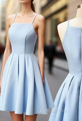 Cute Light Blue Short Evening Prom Dress, Cute Blue Homecoming Dress