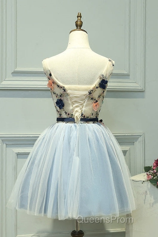 Cute Light Blue Short Tulle Homecoming Dress, Blue Evening Prom Dress Secondary image