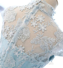 Cute Light Blue Tulle With Lace Party Dress , Beautiful Short Classical Formal Dress