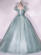 Cute Light Green Tulle Ball Gown Sweet 16 Dress Green Evening Dress Evening Prom Dress shops