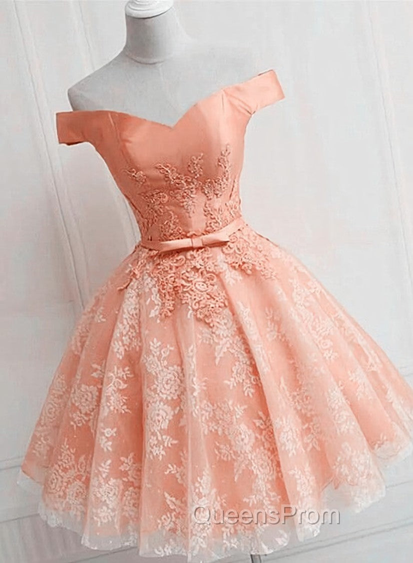 Cute Lovely Off Shoulder Tulle with Lace Party Dress, Evening Prom Dress Main image