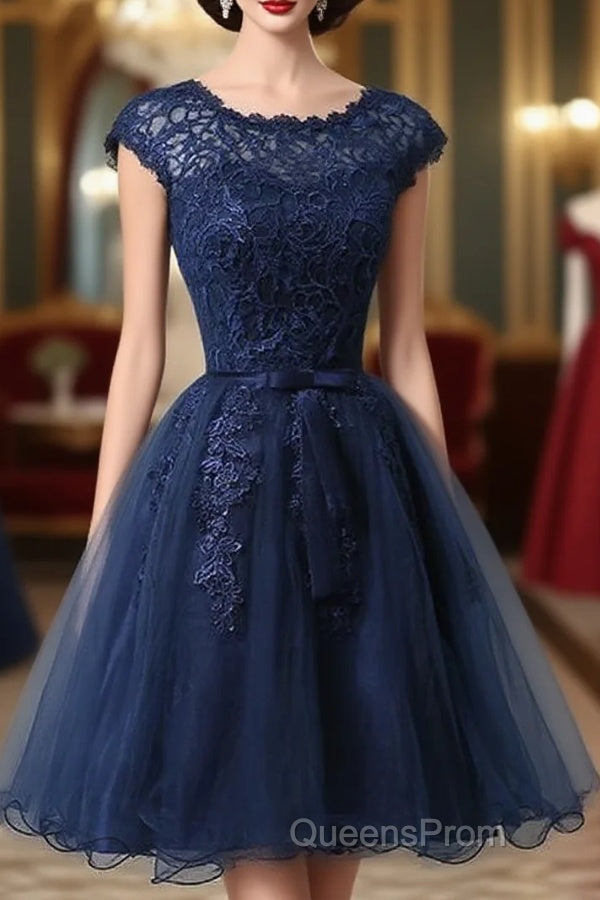 Cute Navy Blue Tulle And Lace Homecoming Dress , Lovely Party Dress Main image