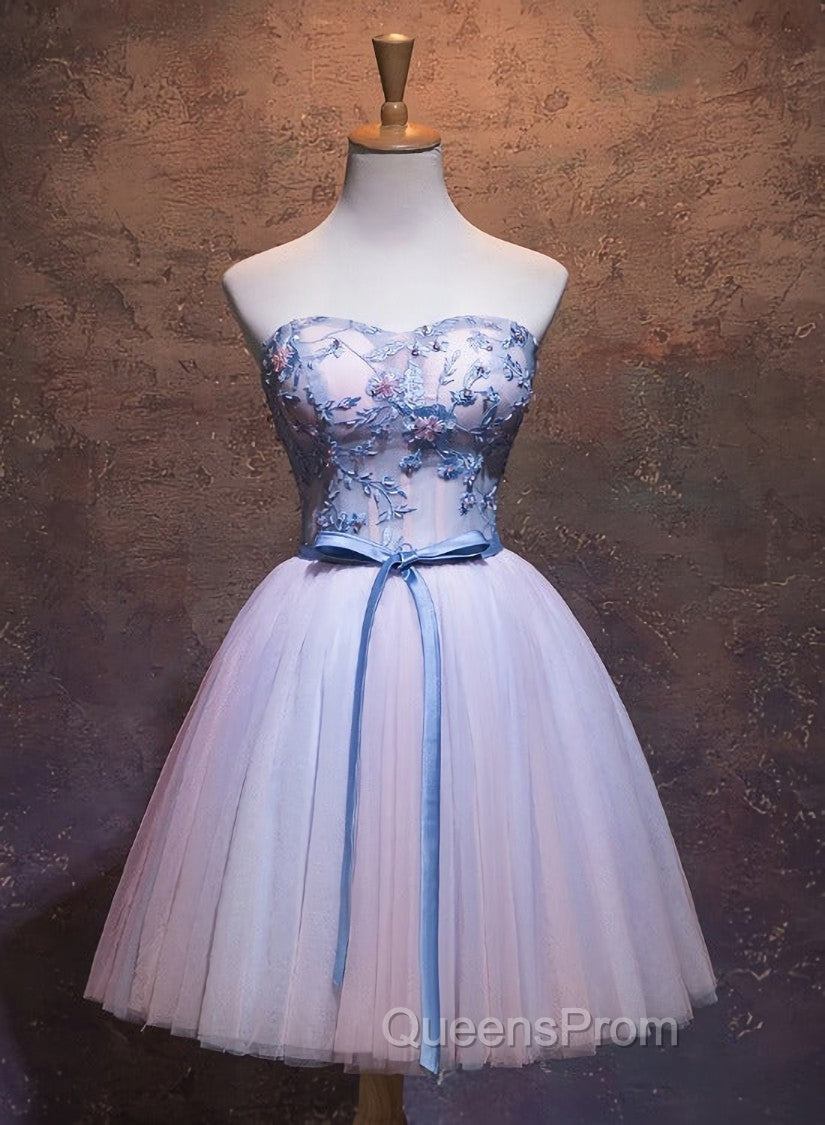 Cute Pink and Blue Homecoming Dress, Tulle Short Evening Prom Dress Main image