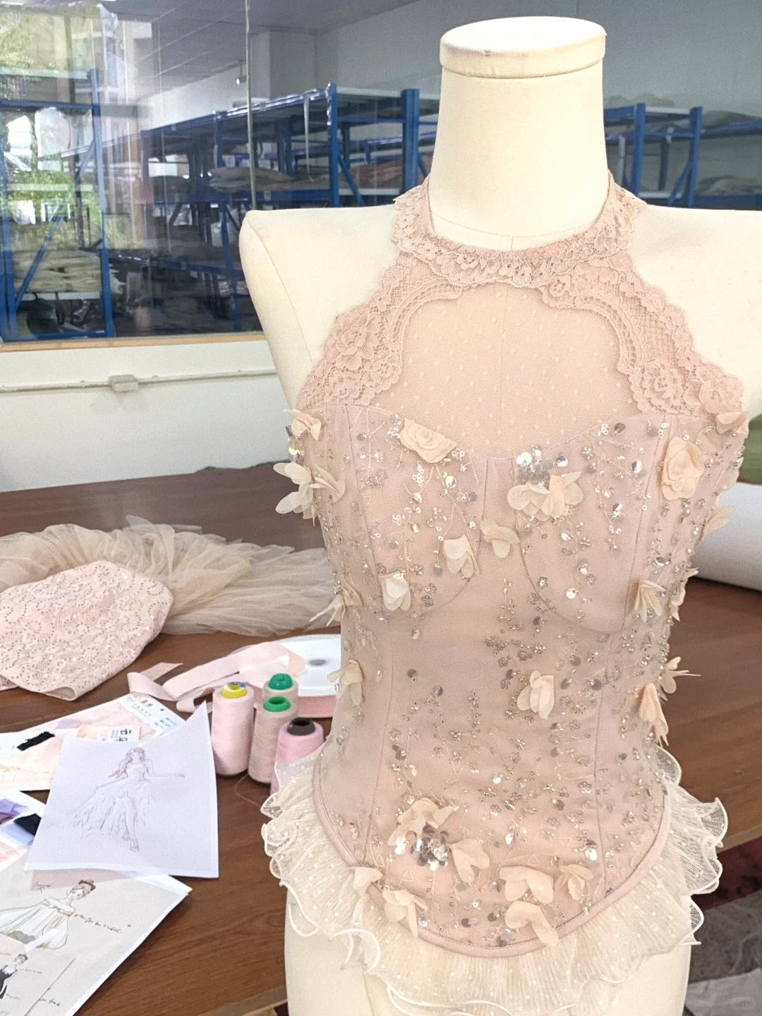 Cute Pink Off-The-Shoulder Beaded Lace Tulle Princess 17Th Birthday Homecoming Dress Secondary image