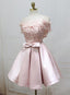 Cute Pink Satin Short Evening Prom Dress , Lovely Party Dress