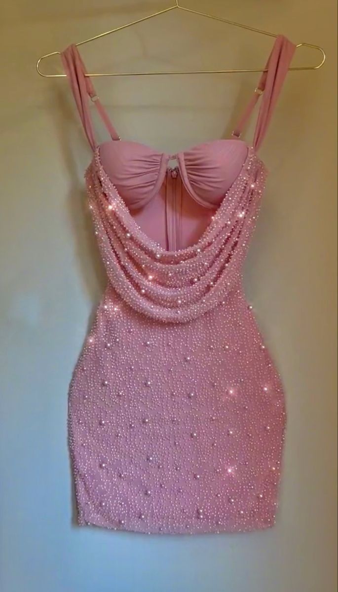 Cute Pink Suspender Hollow Beaded Hip-Hugging 17Th Birthday Homecoming Dress Secondary image