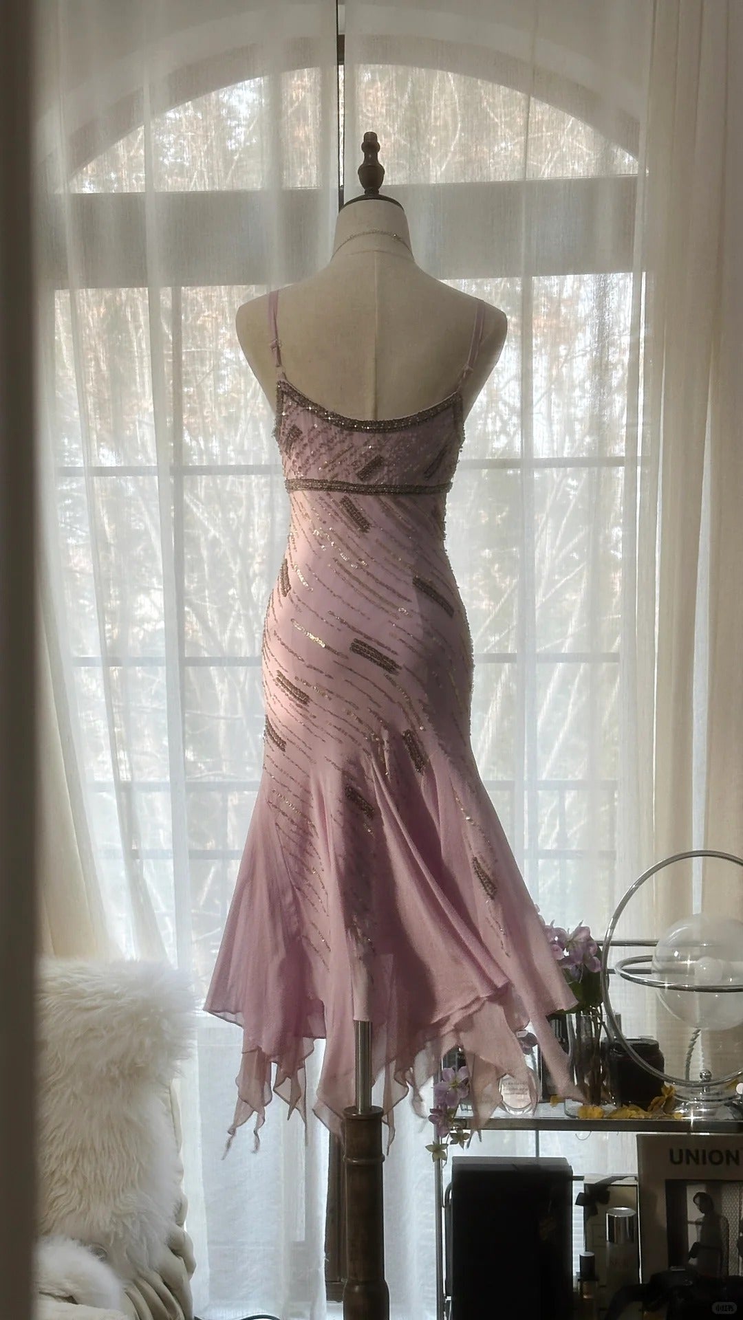 Cute Purple Strap Beaded Chiffon Mermaid Short Classy Prom Dress