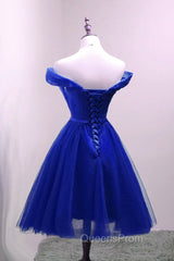 Cute Royal Blue Tulle Simple Party Dress , Lovely Evening Dress, Blue Homecoming Dress