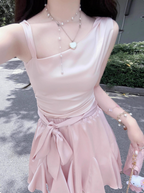Cute Satin Off-Shoulder Bow Birthday Dress Homecoming Dress