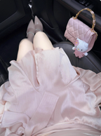 Cute Satin Off-Shoulder Bow Birthday Dress Homecoming Dress