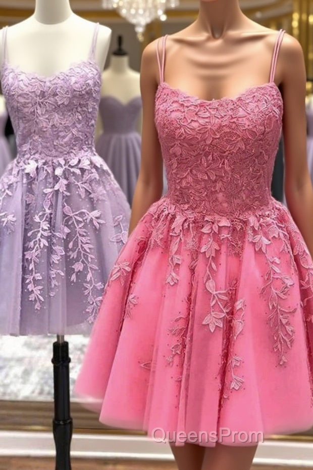 Cute Scoop Neck Lace Evening Prom Homecoming Dress, Short Lace Formal Evening Dress Main image