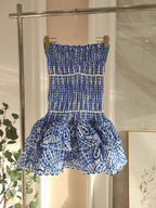 Cute Sheath Strapless Royal Blue Lace Vacation Dress Short Birthday Dress