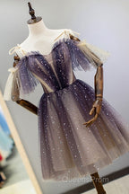 Cute Short Gradient Tulle Straps Homecoming Dress, Short Evening Prom Dresss