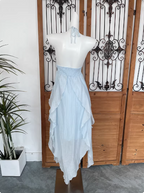 Cute Sky Blue Halter Neck Ruched Ruffled Chiffon Long Classy Prom Dress
