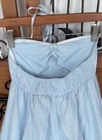Cute Sky Blue Halter Neck Ruched Ruffled Chiffon Long Classy Prom Dress