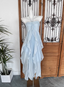 Cute Sky Blue Halter Neck Ruched Ruffled Chiffon Long Classy Prom Dress