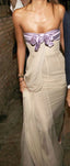 Cute Strapless Sheath Chiffon Party Dress Long Classy Prom Dress With Bowknot,