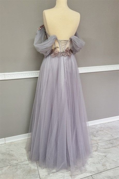 Off The Shoulder Tulle Applique Long Classy Prom Dress Fairy Classy Evening Dress