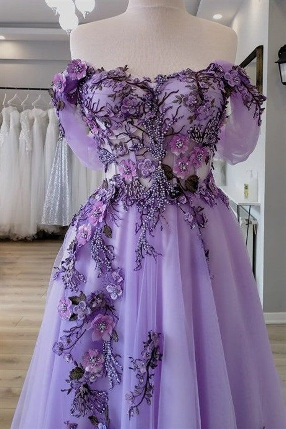 Off The Shoulder Tulle Applique Long Classy Prom Dress Fairy Classy Evening Dress