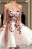 Cute Sweetheart Applique Short Evening Prom Dress, Cute Homecoming Dress