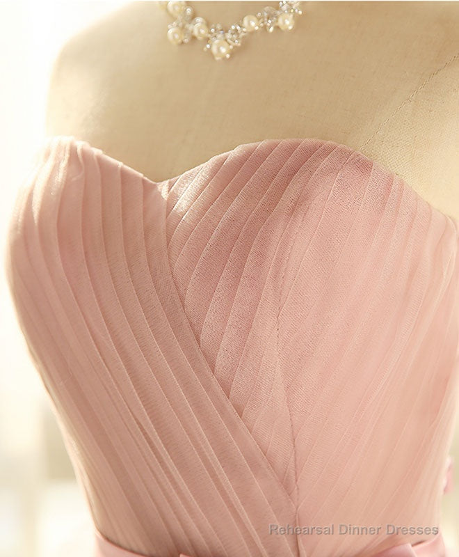 Cute Sweetheart Neck Tulle Short Prom Dress, Pink Bridesmaid Dress Secondary image
