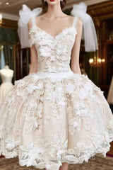 Cute Tulle Applique Short Dress, Homecoming Dress