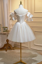 Cute Tulle Lace Homecoming Dress, Off Shoulder Short Evening Prom Dress