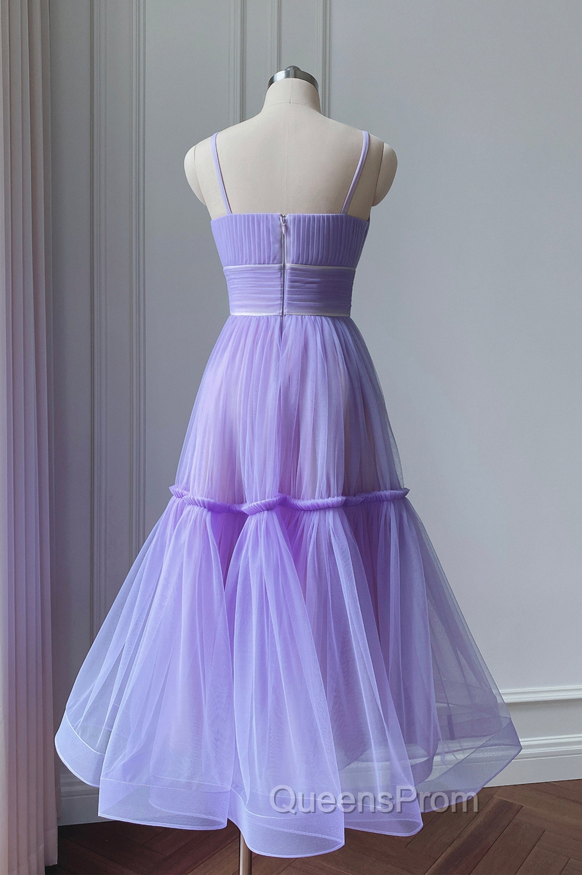 Cute Tulle Scoop Spaghetti Straps Homecoming Dress, Short Evening Prom Dress Secondary image