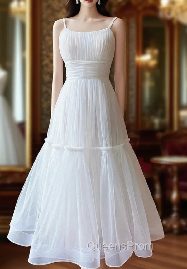 Cute Tulle Scoop Spaghetti Straps Homecoming Dress, Short Evening Prom Dress