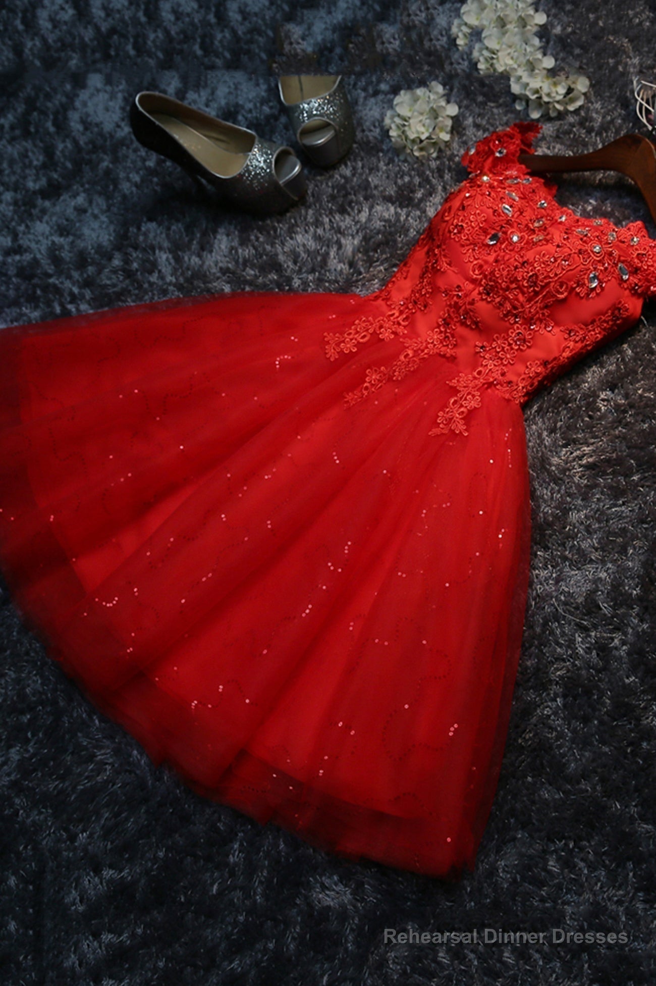 Cute Tulle Short A-Line Prom Dress, Off the Shoulder Homecoming Party Dress