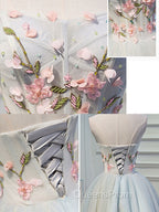 Cute Tulle Short Lace Applique Short Evening Prom Dress, Tulle Puffy Homecoming Dress