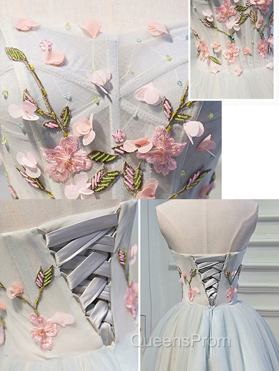 Cute Tulle Short Lace Applique Short Evening Prom Dress, Tulle Puffy Homecoming Dress