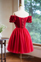 Cute Tulle Short Evening Prom Dress with Appliques, Red A-Line Homecoming Party Dress