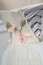 Cute Tulle Short Evening Prom Dress with Lace, A-Line Homecoming Party Dress