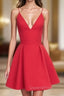 Cute V Neck Red Short Evening Prom Dress, Red Homecoming Dress