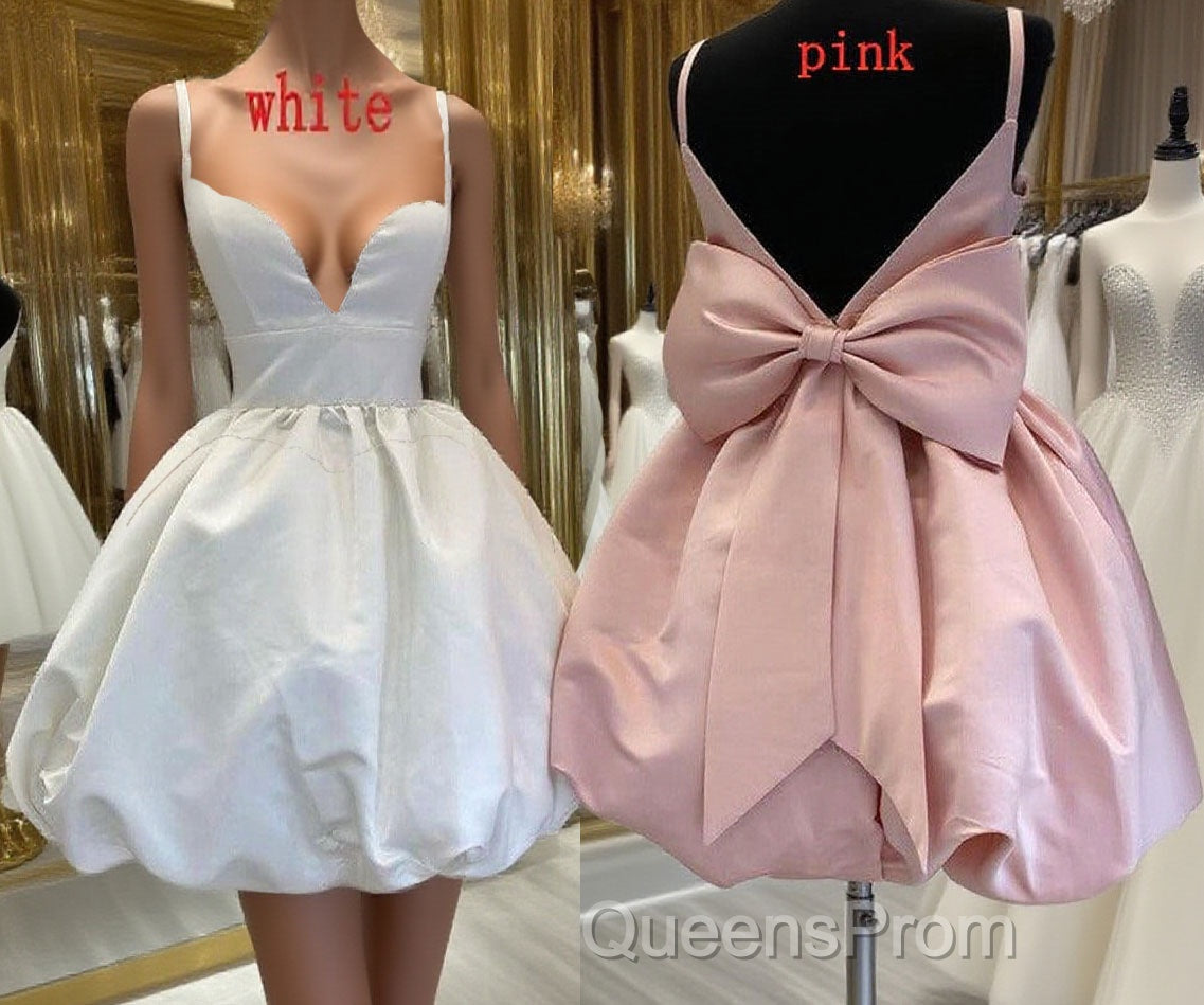 Cute V-Neck Short Party Cocktail Dress with Bow