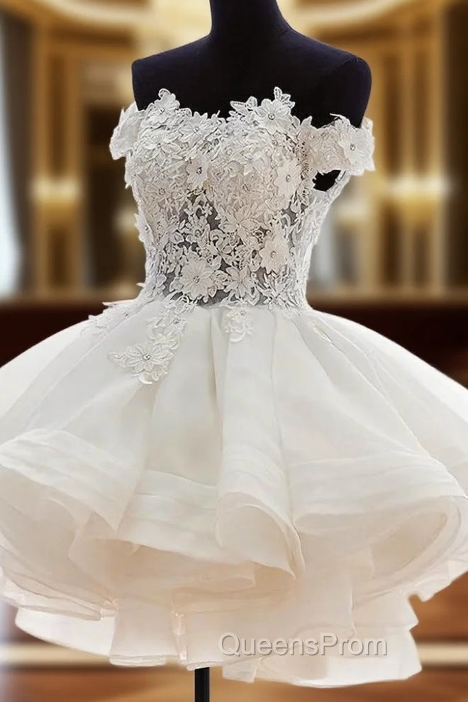 Cute White Organza Layers Short Evening Prom Dress, New Party Dress Main image