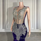 Sequined Sleeveless Mermaid Evening Prom Dress with Beadings