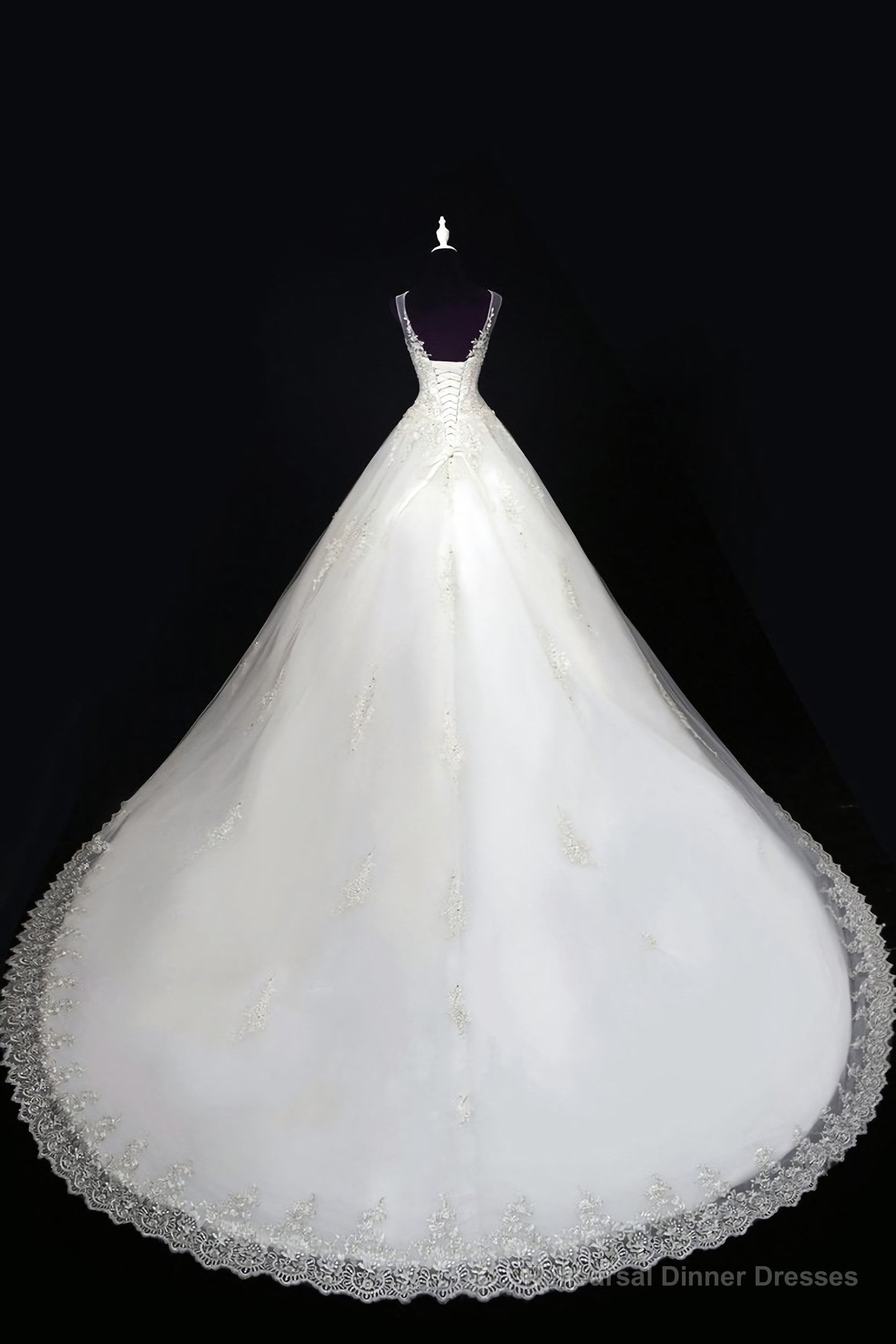2025 A Line Wedding Dresses, Scoop Tulle With Applique And Beads Lace Up